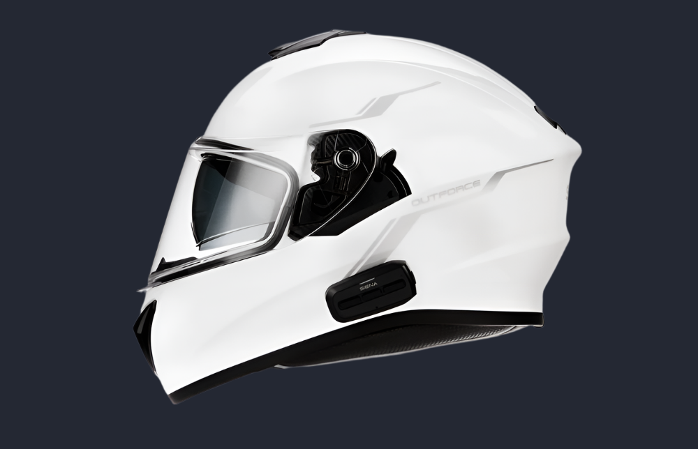 Outforce Full Face Helmet Bluetooth Glossy White