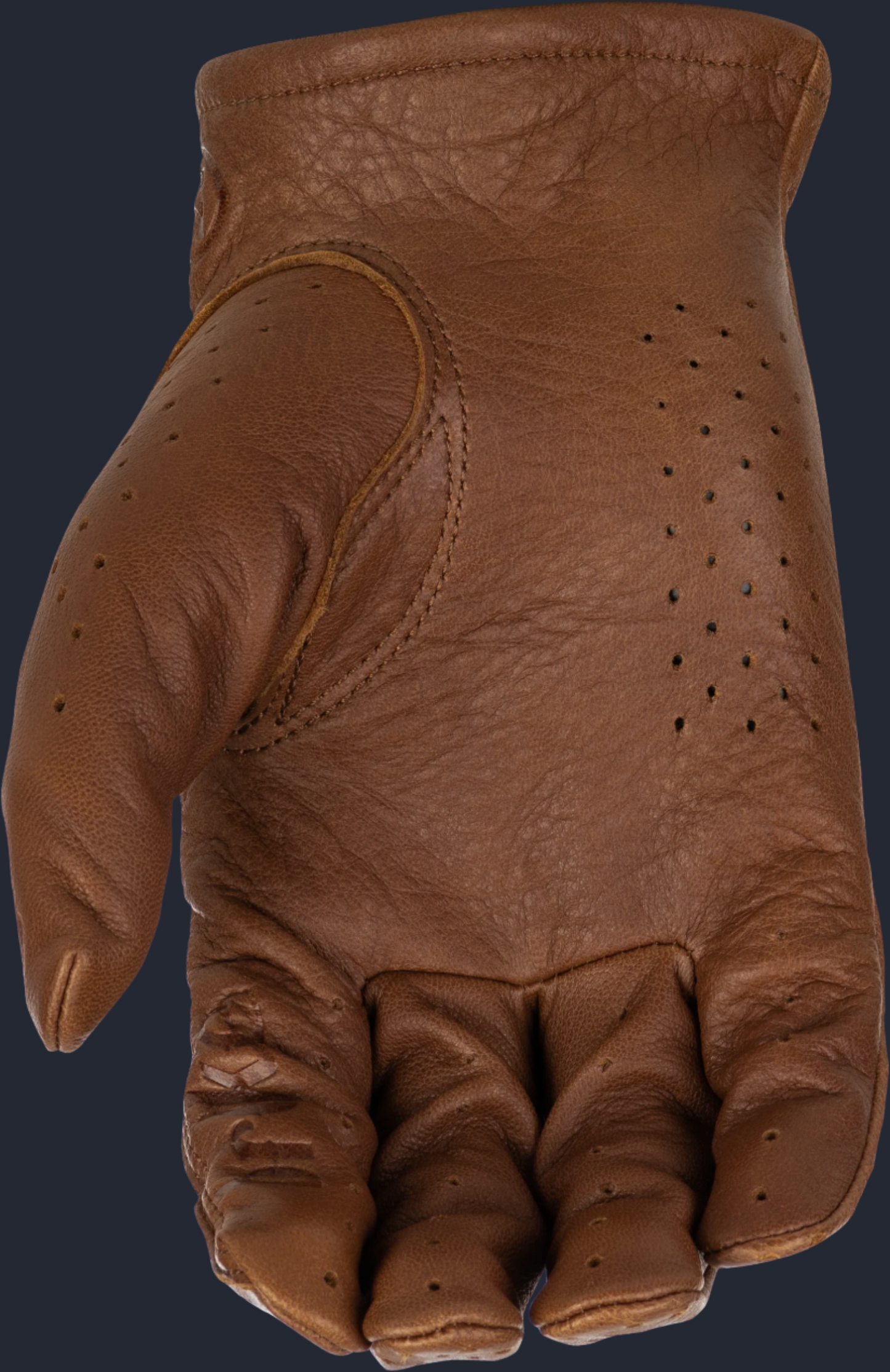 Louie Perforated Gloves Brown