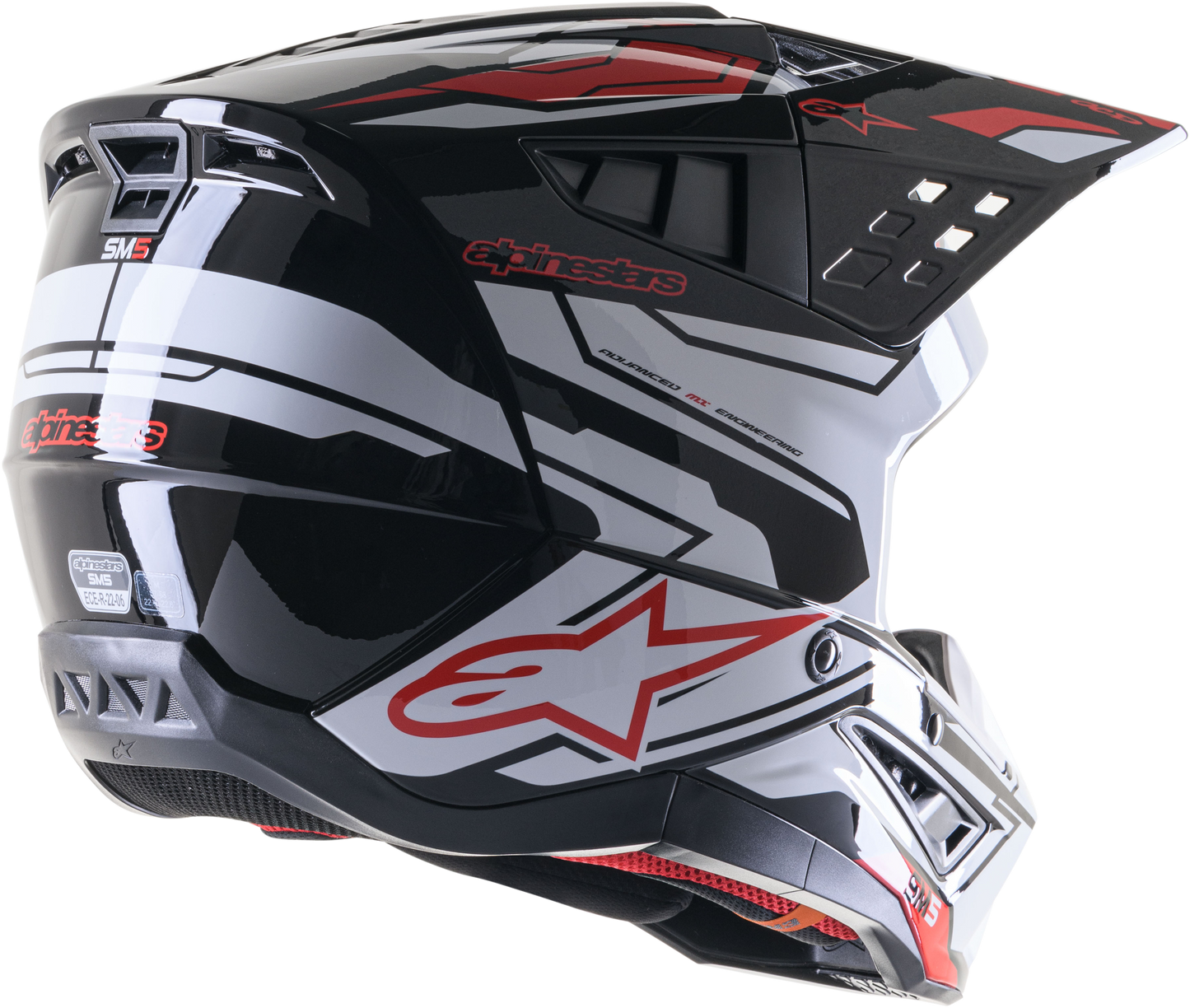 S-M5 Action 2 Helmet Blk/Wht/Brt Rd Glossy Xs