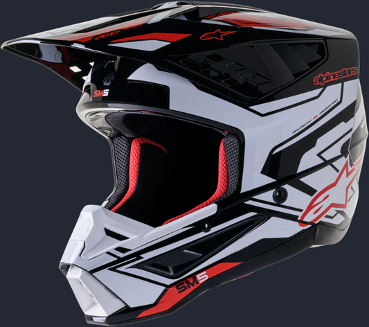 S-M5 Action 2 Helmet Blk/Wht/Brt Rd Glossy Xs