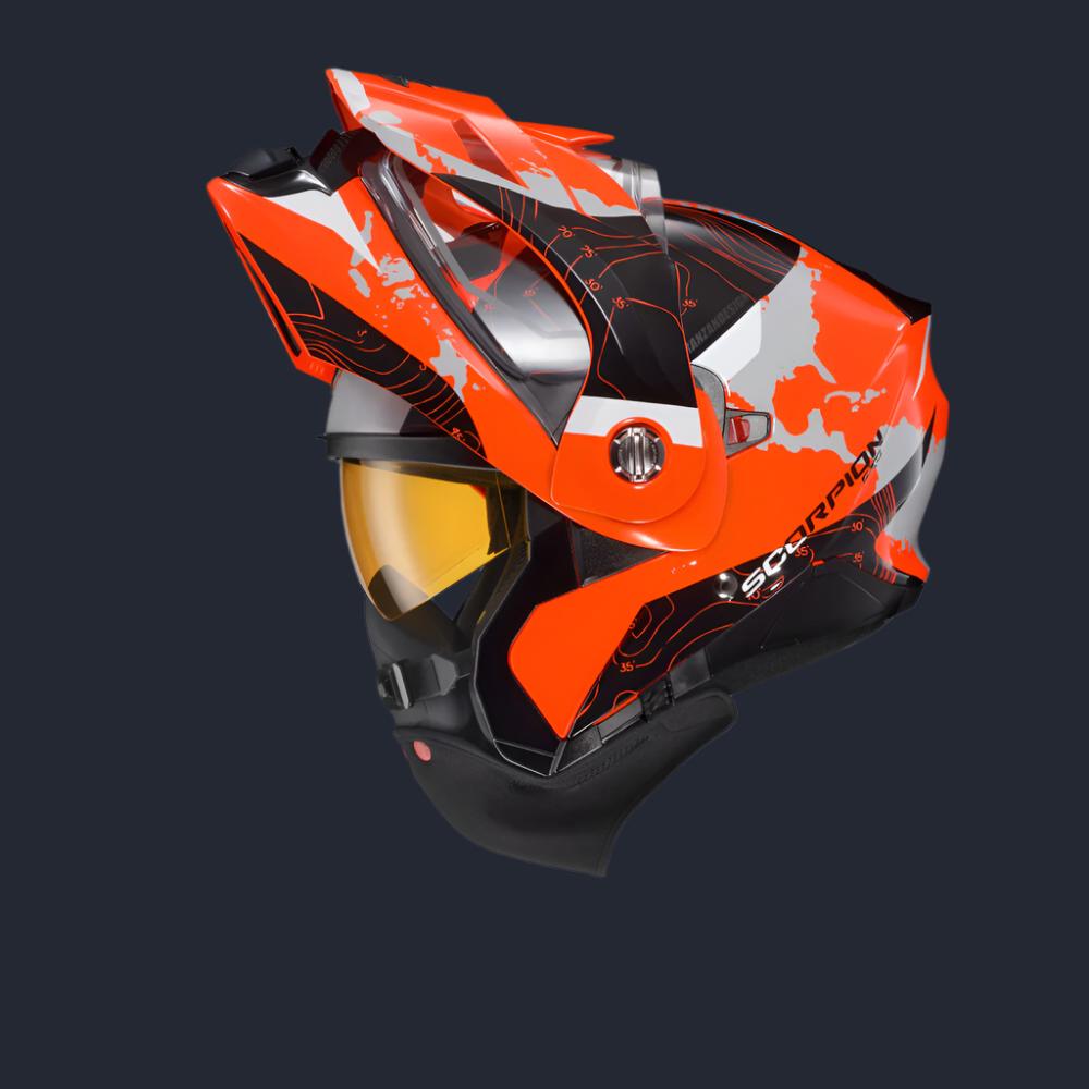 Exo At960 Cold Weather Helmet Topographic Hi Viz Orange (Dual Shield)