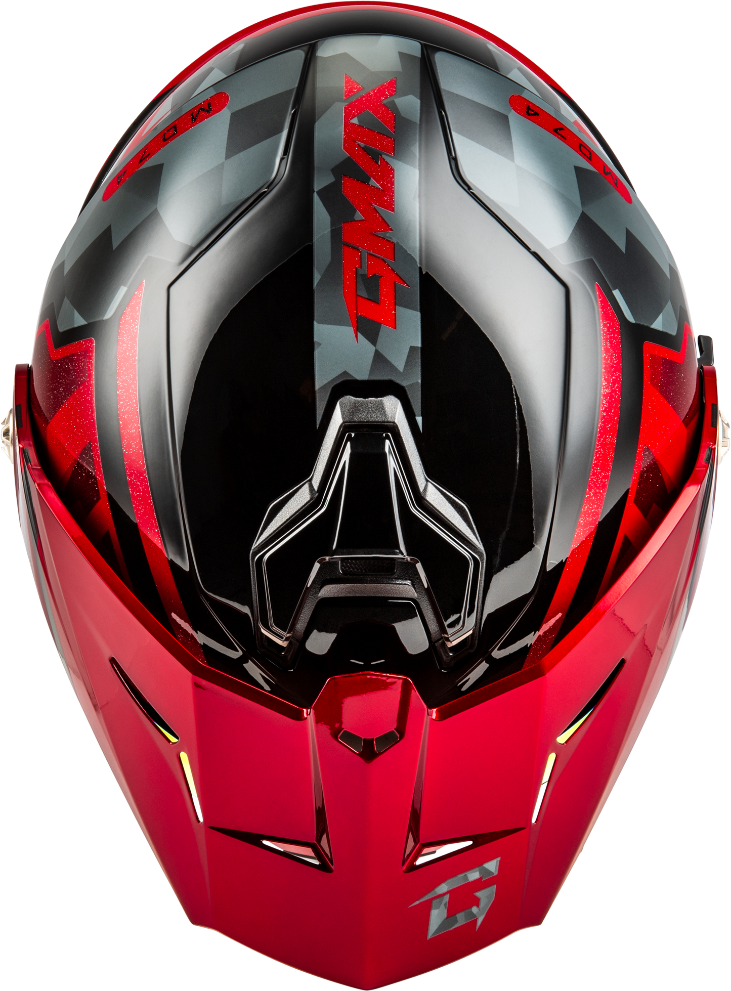 Md 74 Striker Modular Helmet W Red Shield Blk/Gry/Rd Mtlc