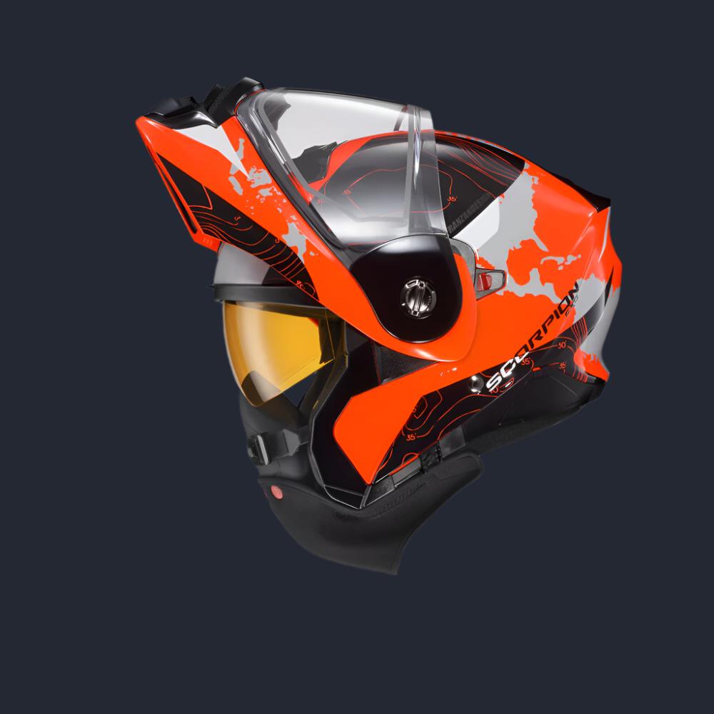 Exo At960 Cold Weather Helmet Topographic Hi Viz Orange (Dual Shield)