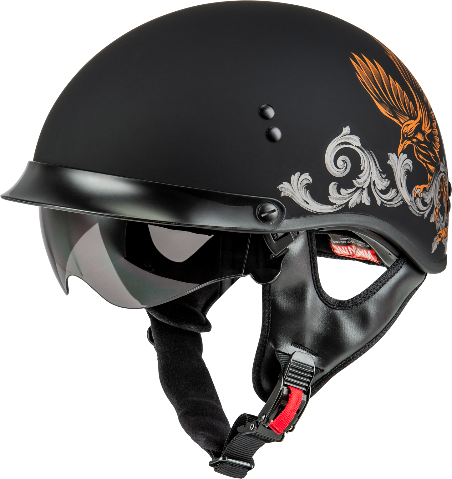 Hh 65 Corvus Helmet W/Peak Matte Black/Silver/Orange