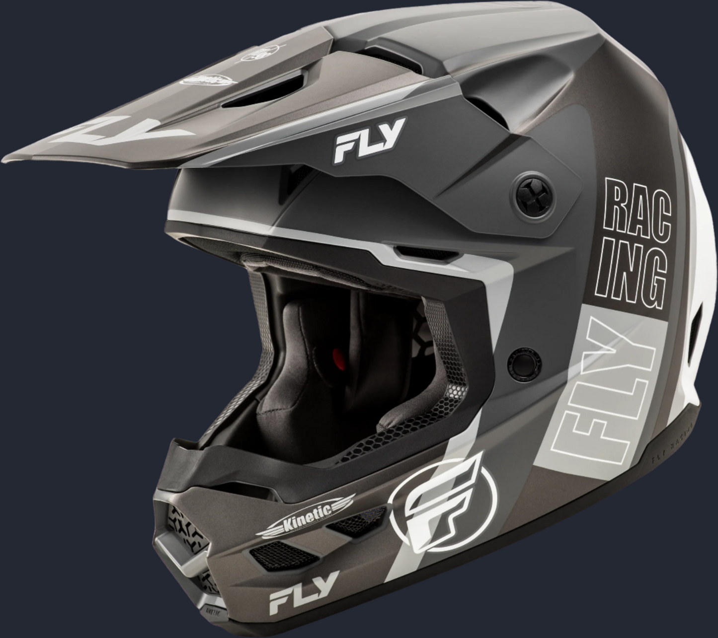 Kinetic Rally Helmet Matte Grey/Black/White Xs