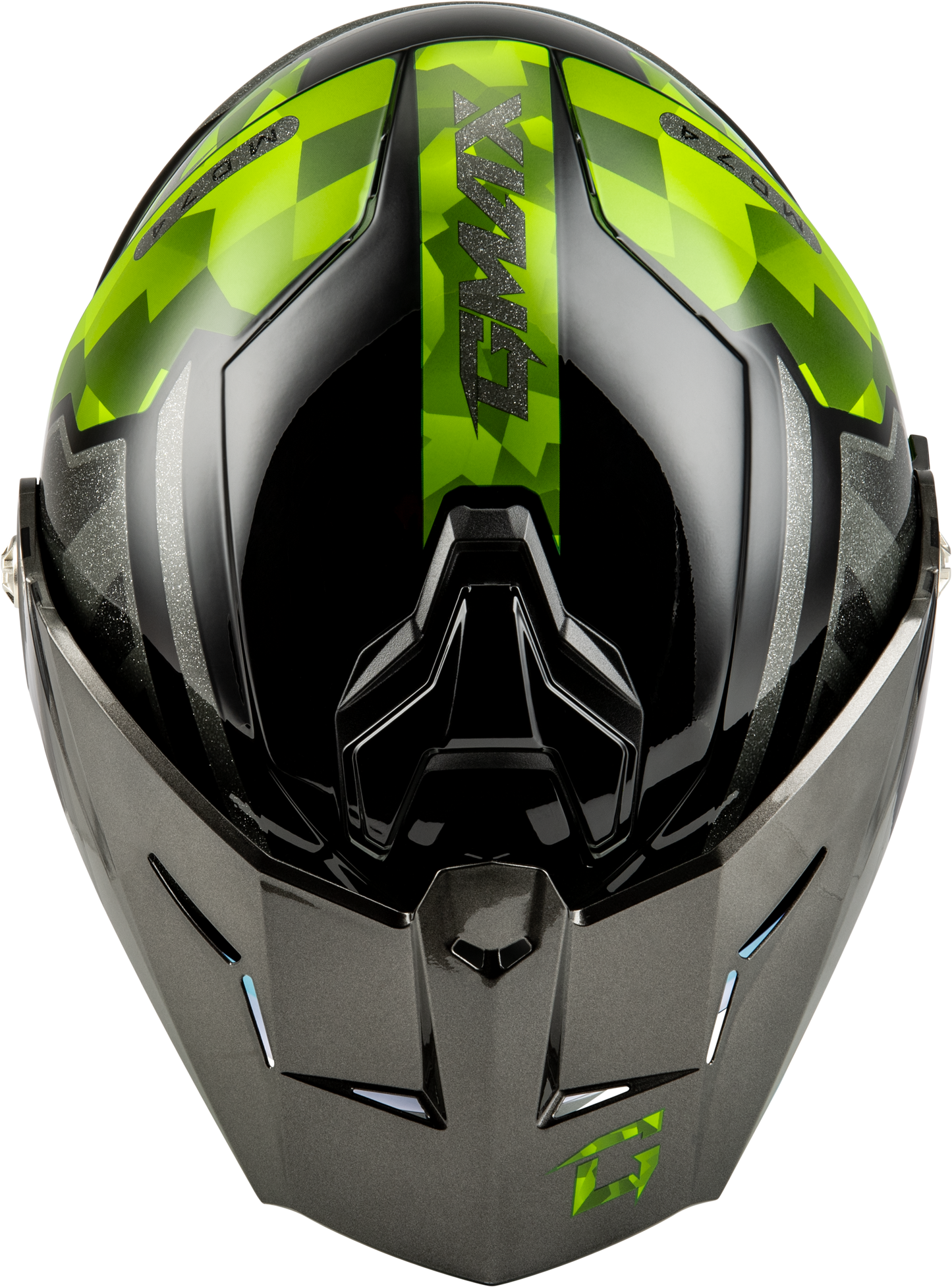 Md 74 Striker Modular Helmet W Gld Shld Blk/Slvr/Grn Mtlc