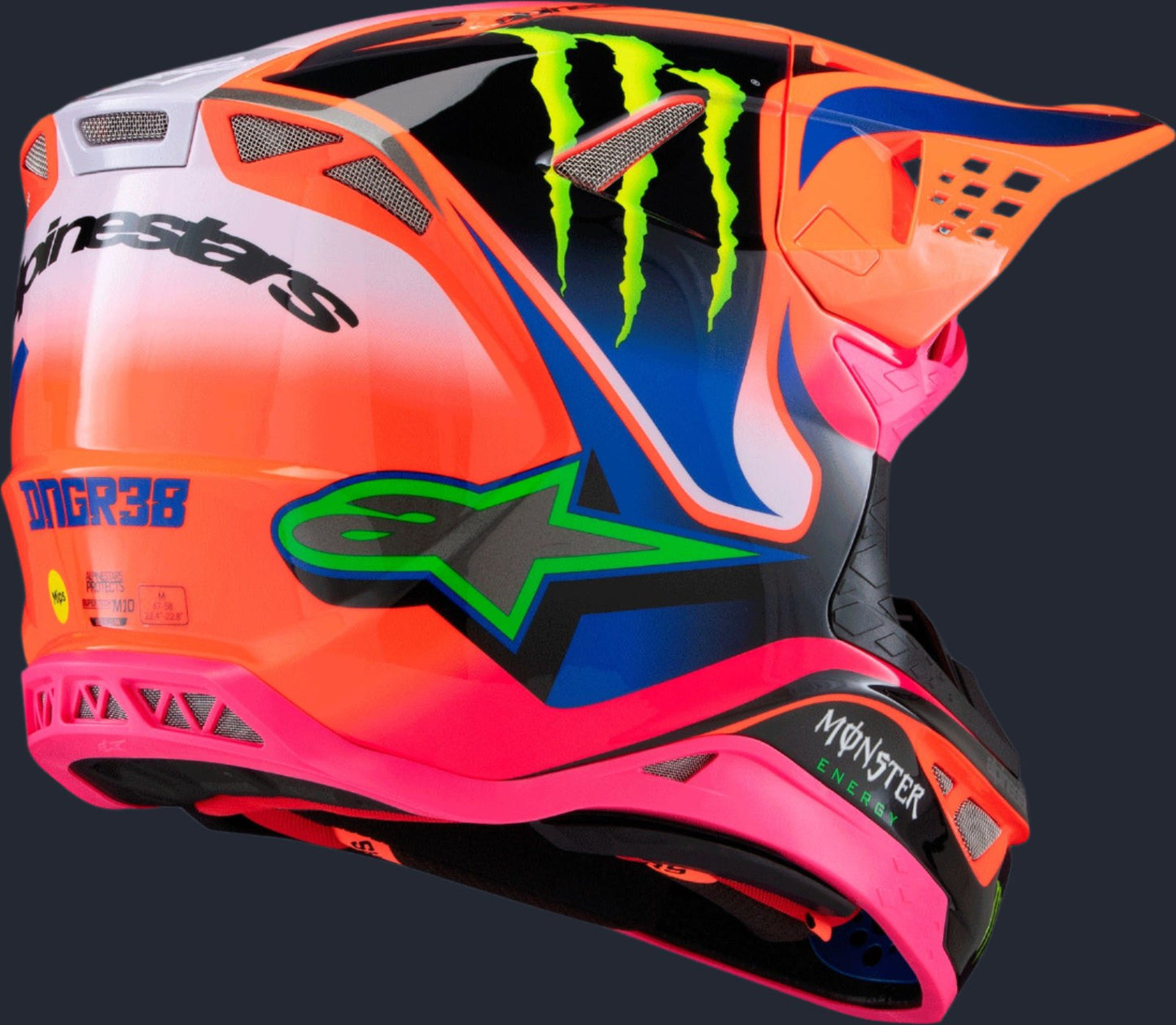 S-M10 Deegan Helmet Orng Flo/Prpl/Pnk Fluo Xs