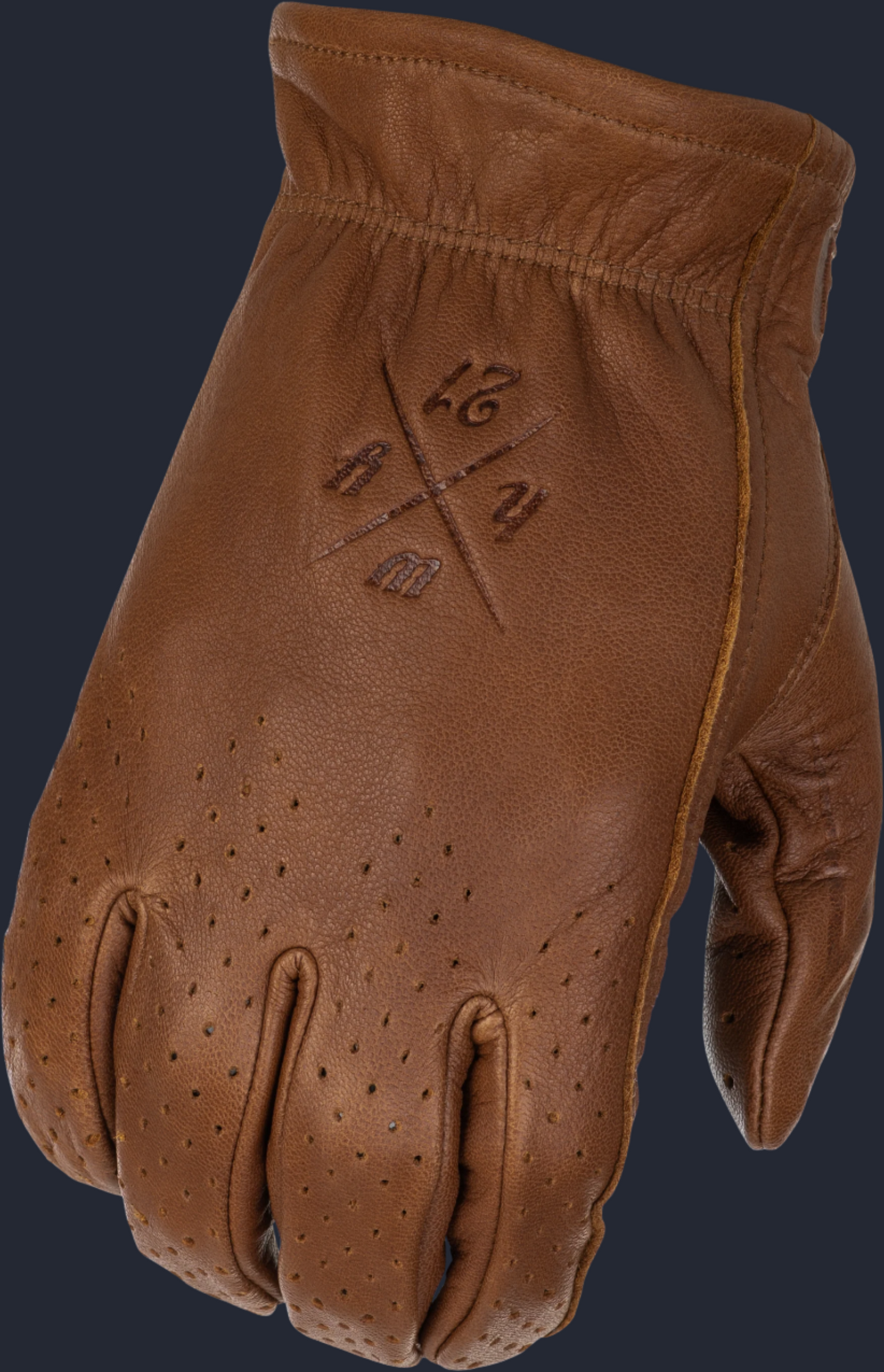 Louie Perforated Gloves Brown