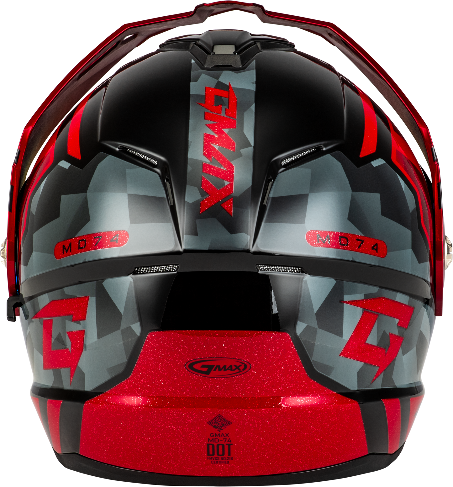 Md 74 Striker Modular Helmet W Red Shield Blk/Gry/Rd Mtlc