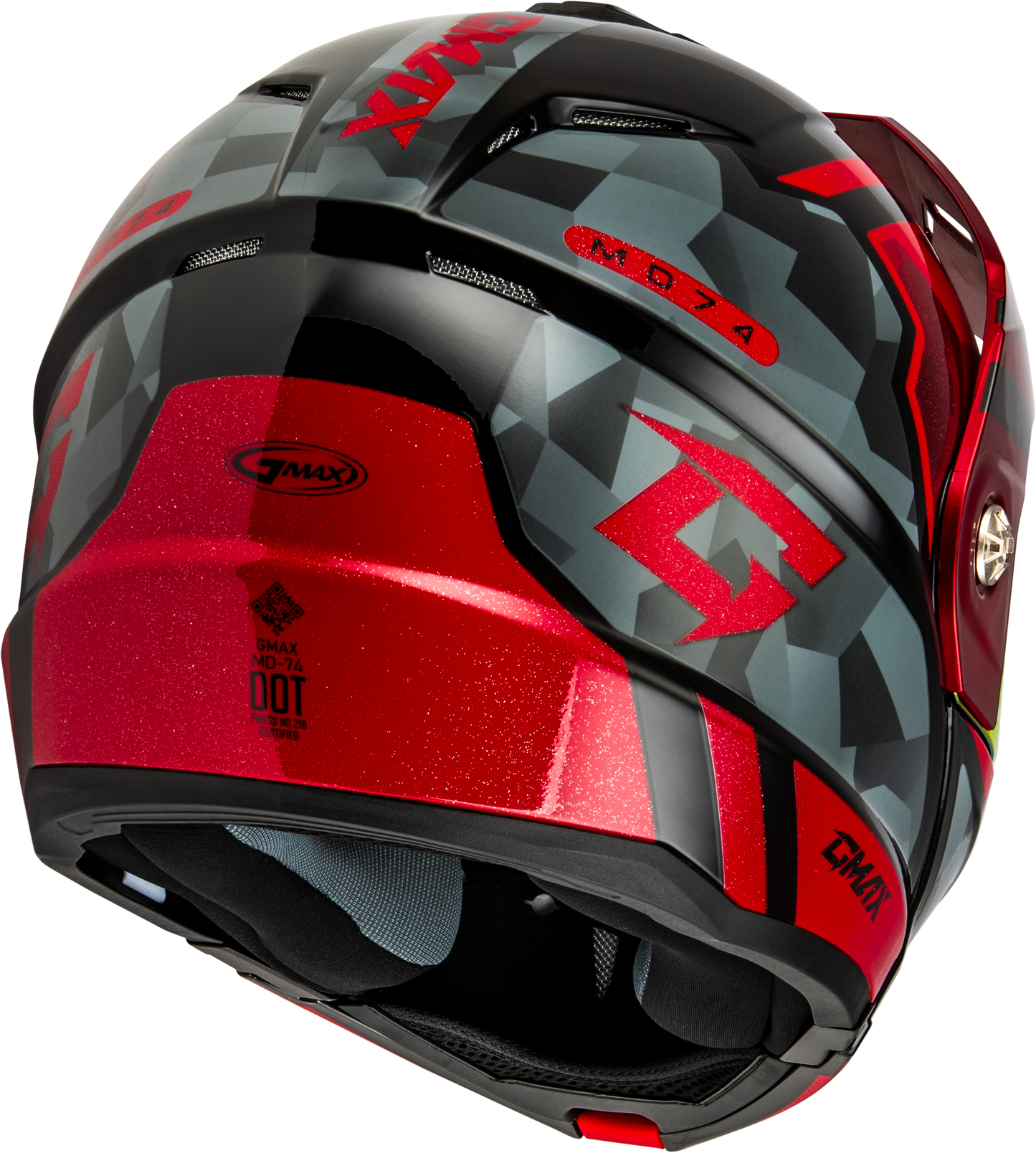 Md 74 Striker Modular Helmet W Red Shield Blk/Gry/Rd Mtlc