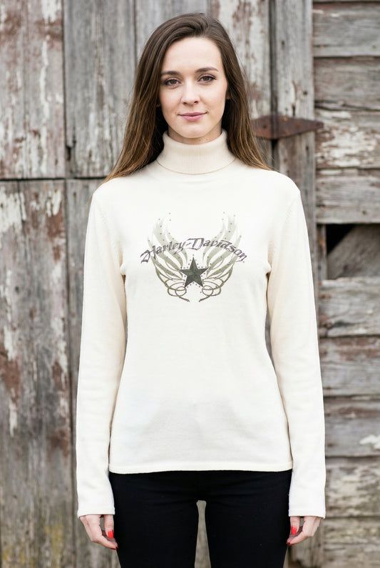 Harley Davidson Cotton Turtleneck Knit Sweater