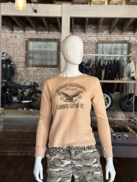 Long Sleeve beige shirt with Harley graphic design