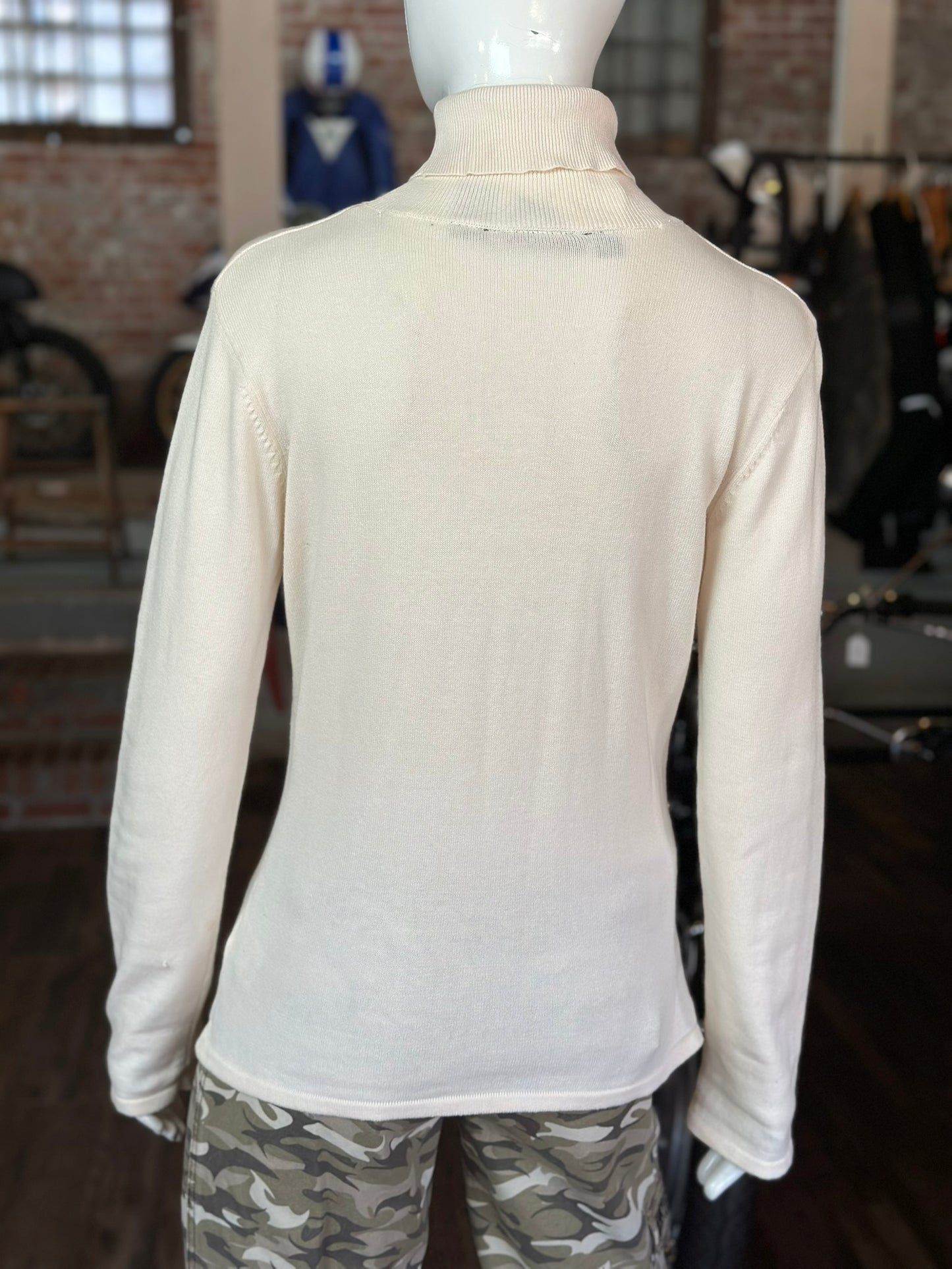 Harley Davidson Cotton Turtle Neck Sweater White