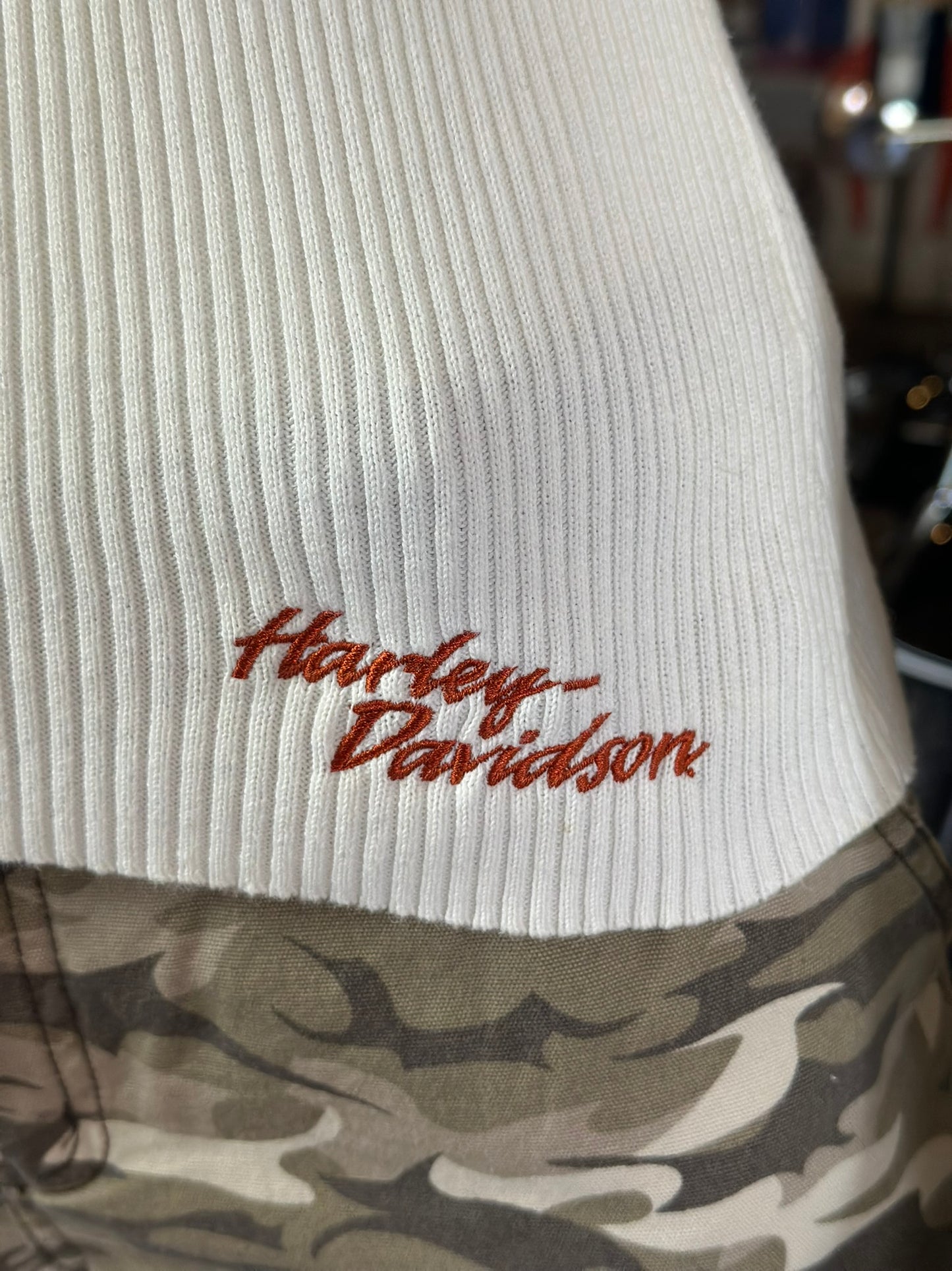 Harley Davidson Cotton Turtle Neck Sweater White