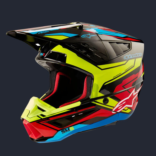 S M5 Action 2 Helmet Blk/Ylw Fluo/Brt Rd Glossy