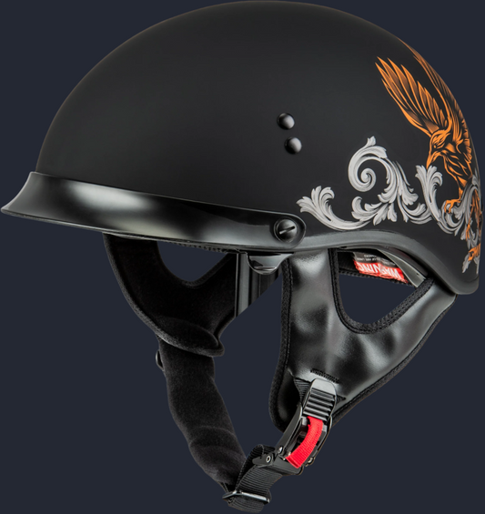 Hh 65 Corvus Helmet W/Peak Matte Black/Silver/Orange