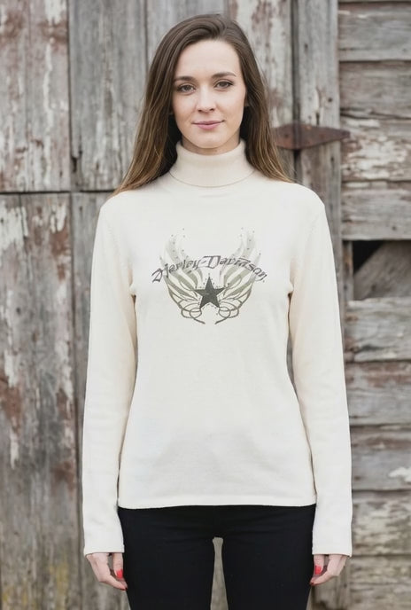 Harley Davidson Cotton Turtleneck Knit Sweater