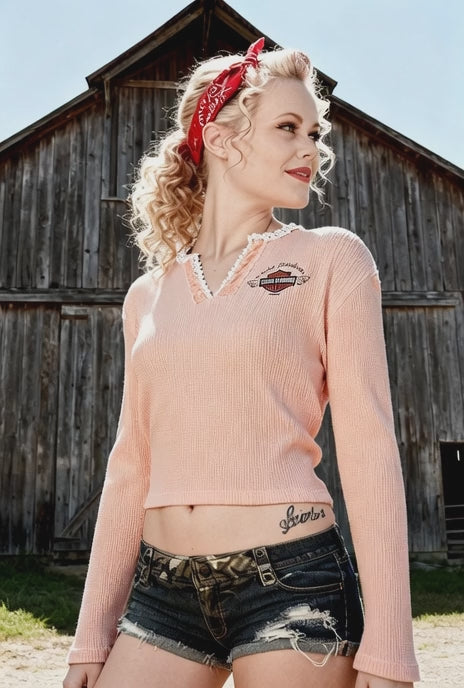 Harley Davidson Thermal Long Sleeve V-Neck Shirt